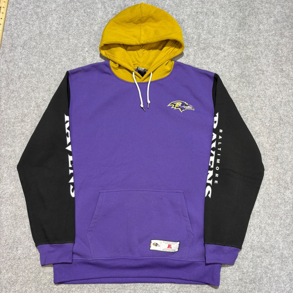 NFL Team Apparel Baltimore Ravens Colorblock Hoodie Purple Gold Mens XL